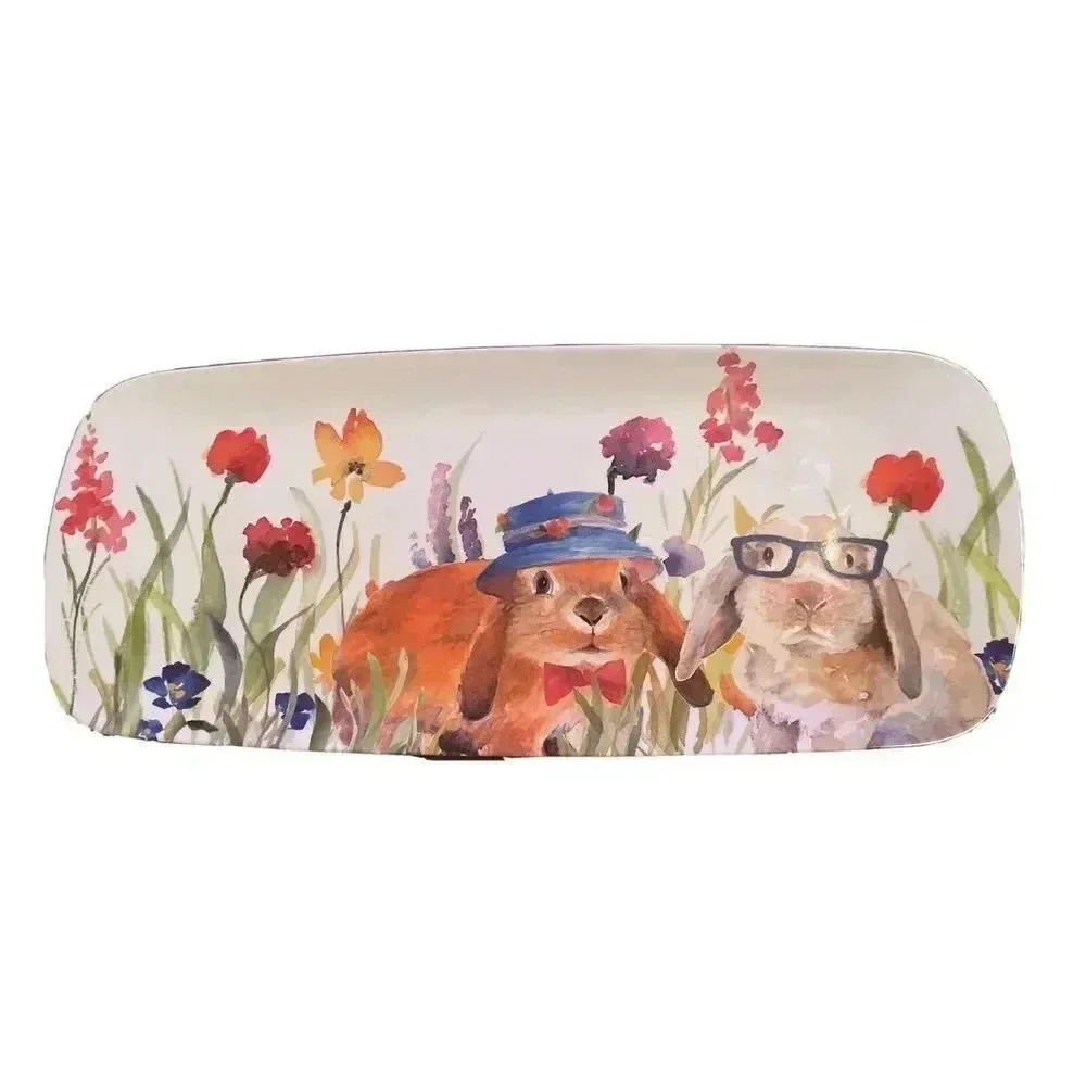 Prima Design Platter Tray Rabbits 19”‎ x 8” Bunny Spring Bunny
